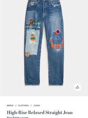 Polo by Ralph Lauren Blue Distressed Patchwork Relaxed Jeans $298